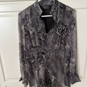 New York City Design‎ Co. Floral 100% Silk Tunic Top Blouse Sz M